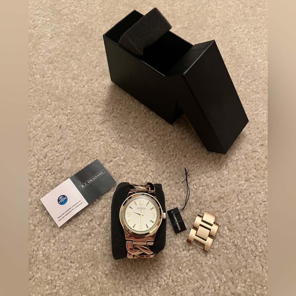 R.J. Graziano Gold and Cream Women's Watch